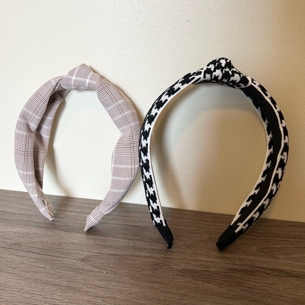 Stylish plaid Headband Set - Black  and pink